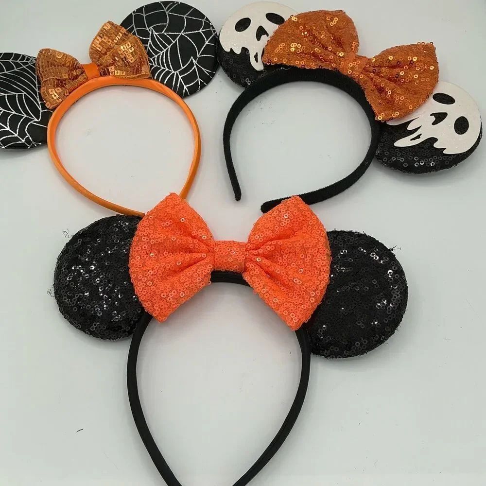 Halloween Mouse Ears Headband Set - Orange and Black